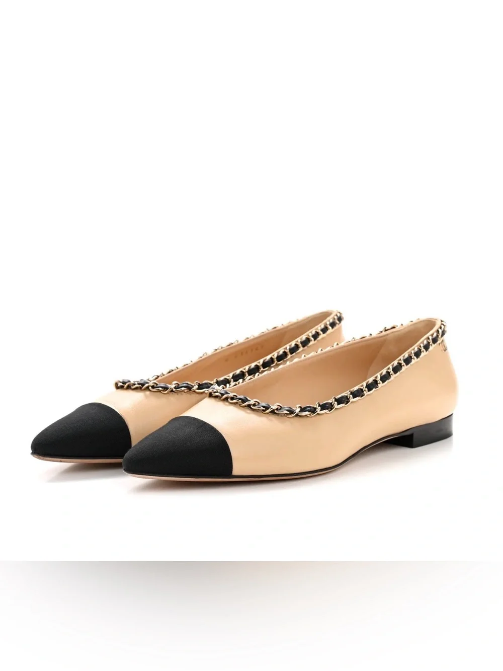Chanel 2020 Chain Trim CC Logo Ballet Flats